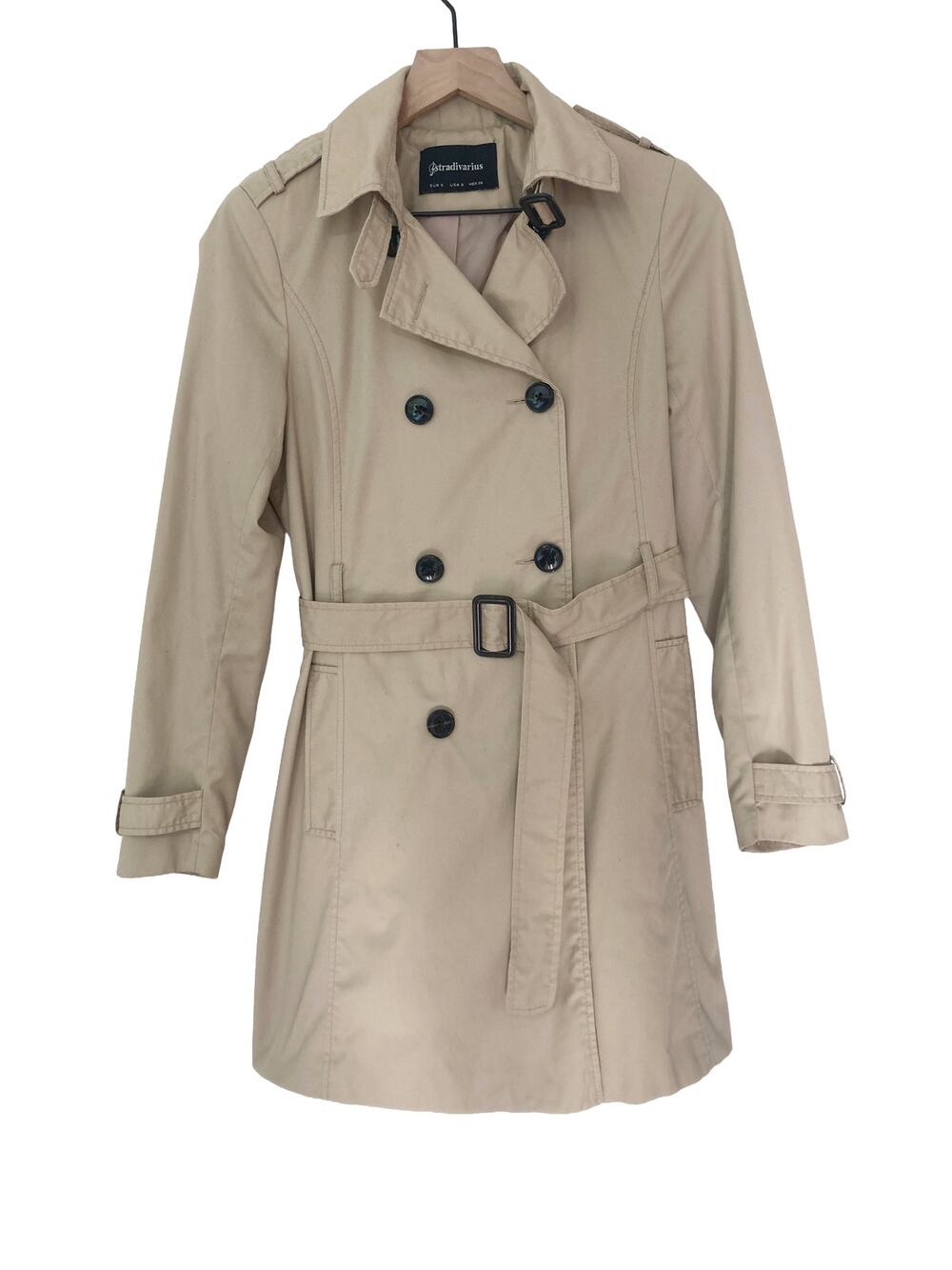 Stradivarius Beige Timeless Utility Minimalist Luxury Layering Trenchcoat Jacket